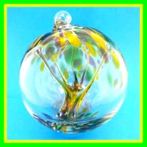 Hanging Glass Ball 4" Diameter Purple, Yellow & Green Tree Witch Ball (1) WB29